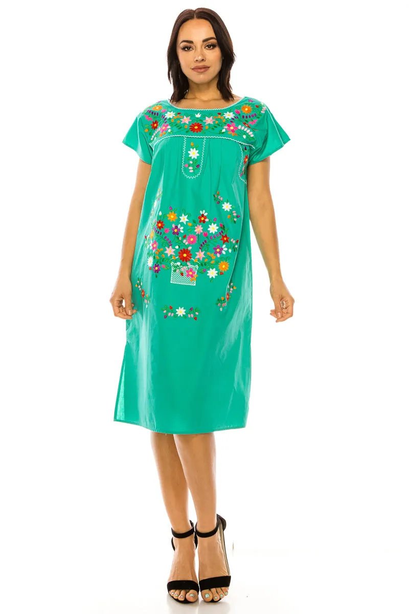 unik Embroidered Traditional Mexican Dress Size S-M-L-XL-2XL-3XL
