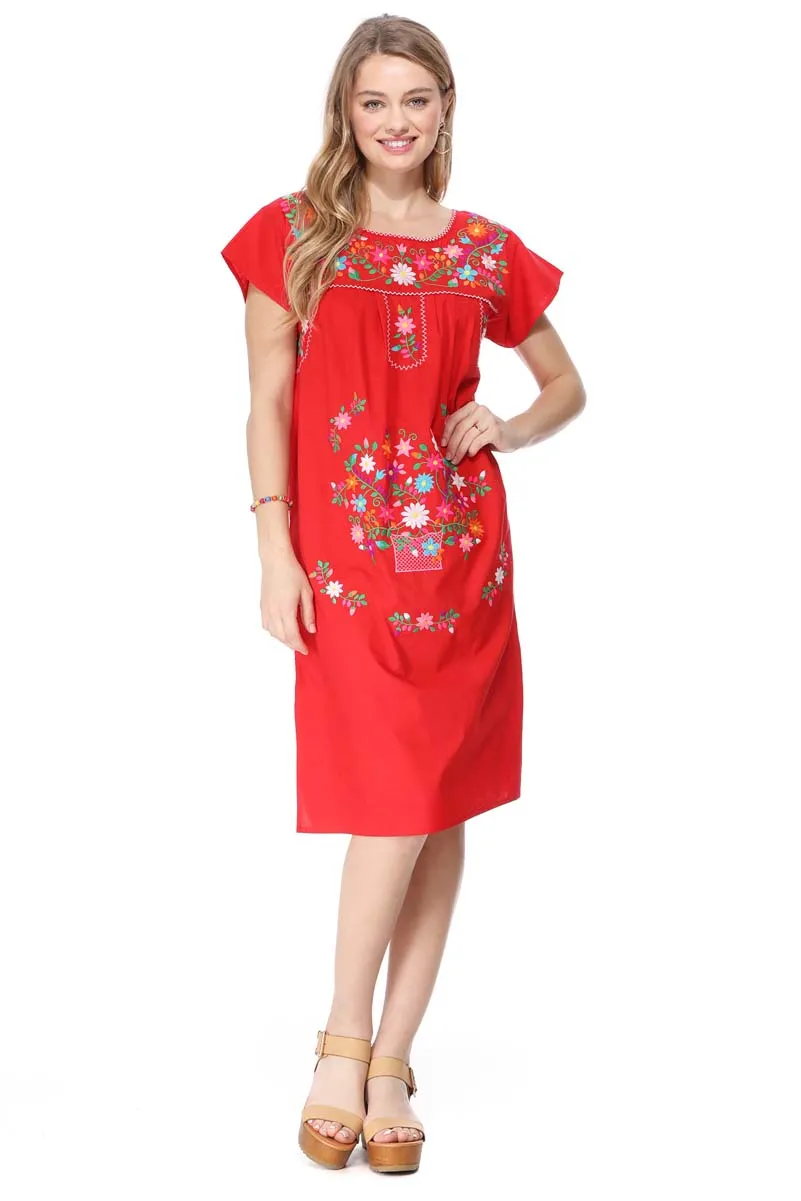 unik Embroidered Traditional Mexican Dress Size S-M-L-XL-2XL-3XL