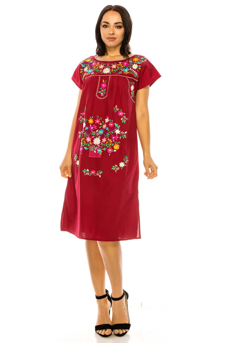 unik Embroidered Traditional Mexican Dress Size S-M-L-XL-2XL-3XL