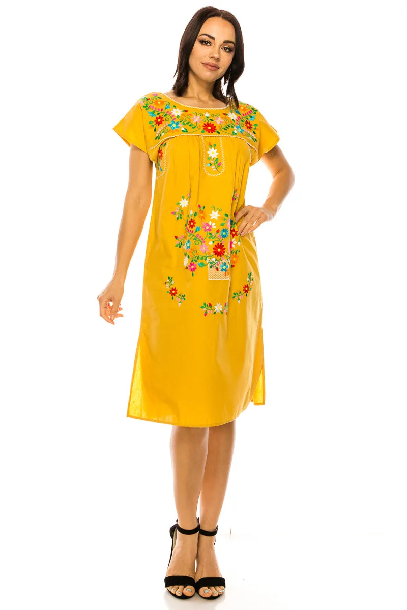 unik Embroidered Traditional Mexican Dress Size S-M-L-XL-2XL-3XL