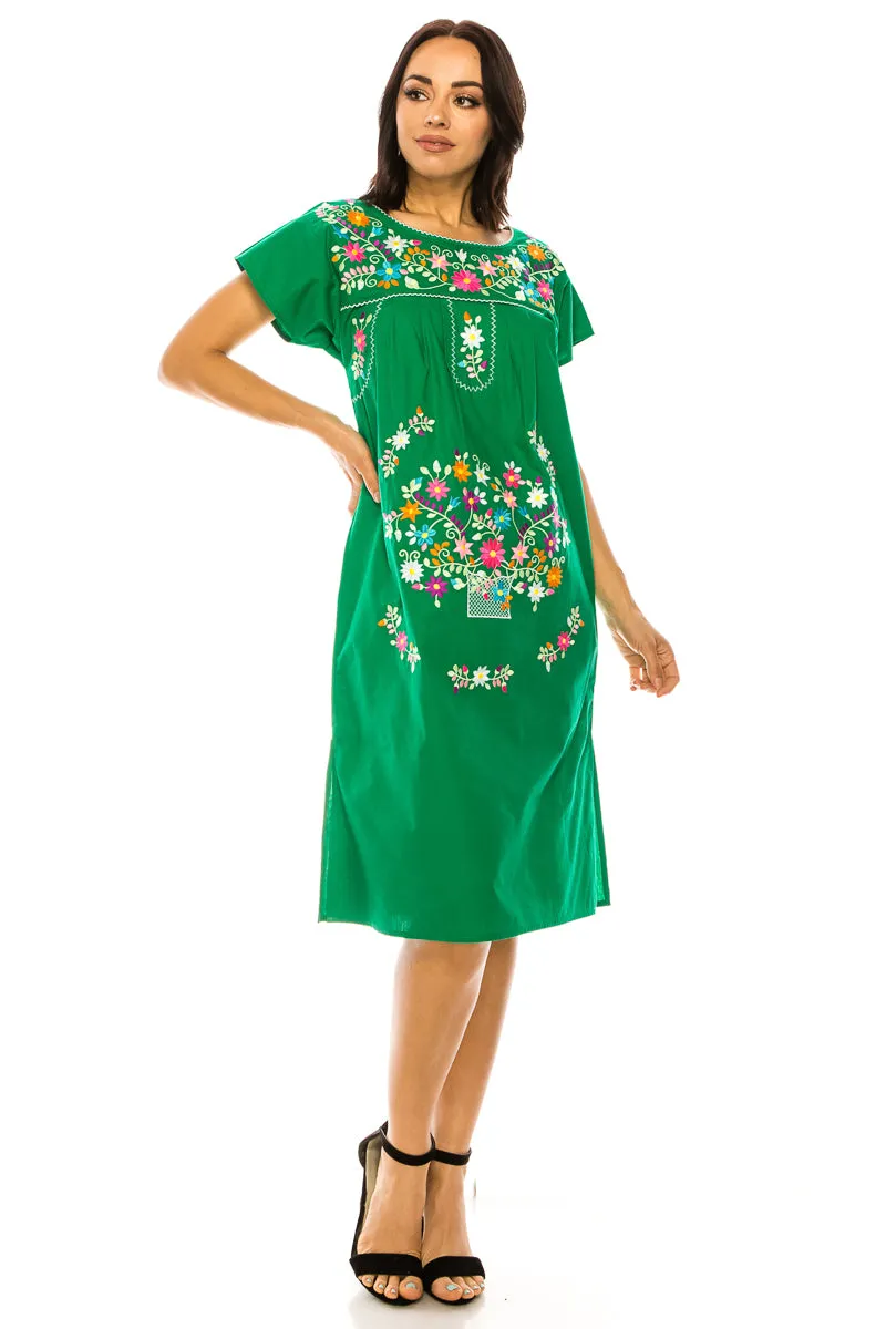 unik Embroidered Traditional Mexican Dress Size S-M-L-XL-2XL-3XL