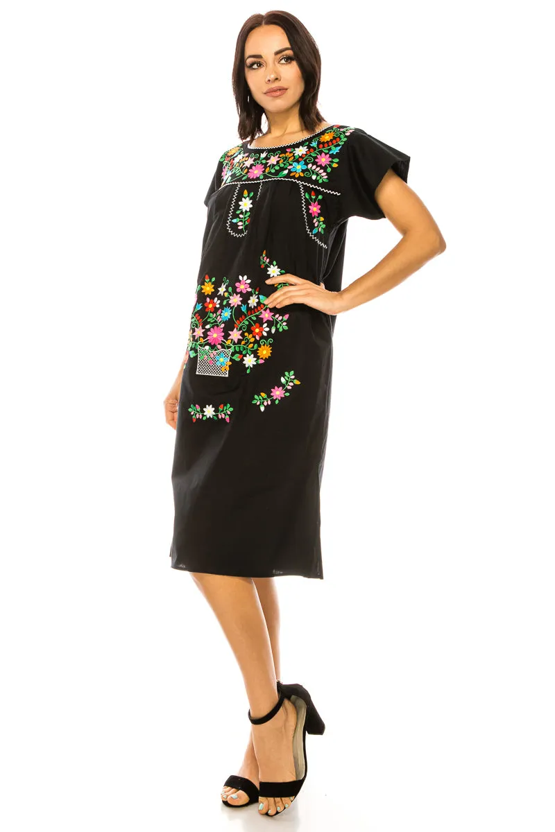 unik Embroidered Traditional Mexican Dress Size S-M-L-XL-2XL-3XL