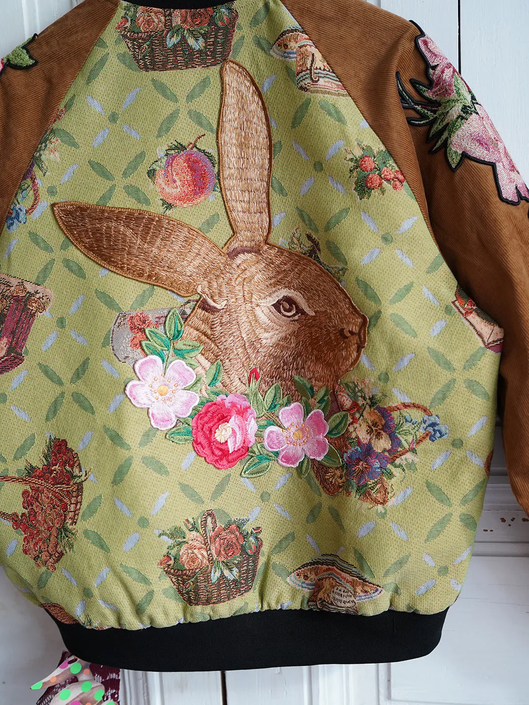 Unlogical Poem Cottage Style Patchwork Rabbit Embroidery Souvenir Jacket