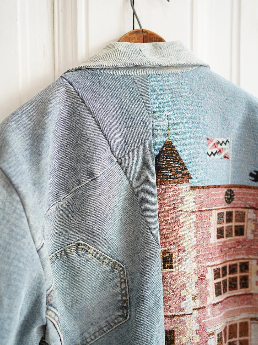 Unlogical Poem Cottage Style Yarn-dyed Patchwork Denim Blazer