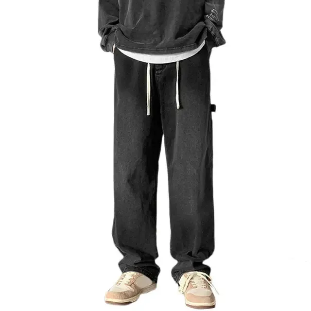 UrbanCargo Herren Sommer Cargo Denim Hosen mit Drawstring-Bund