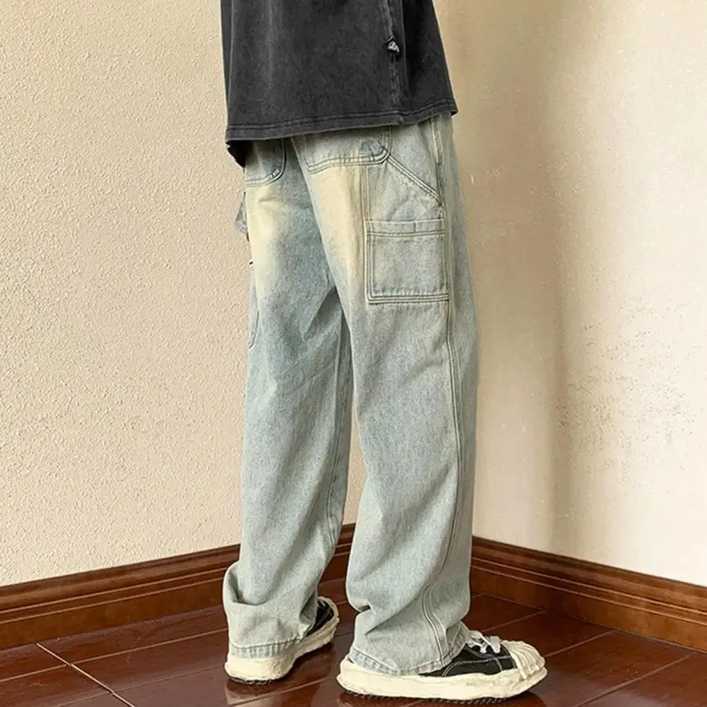 UrbanCargo Herren Sommer Cargo Denim Hosen mit Drawstring-Bund