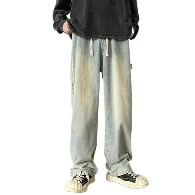 UrbanCargo Herren Sommer Cargo Denim Hosen mit Drawstring-Bund