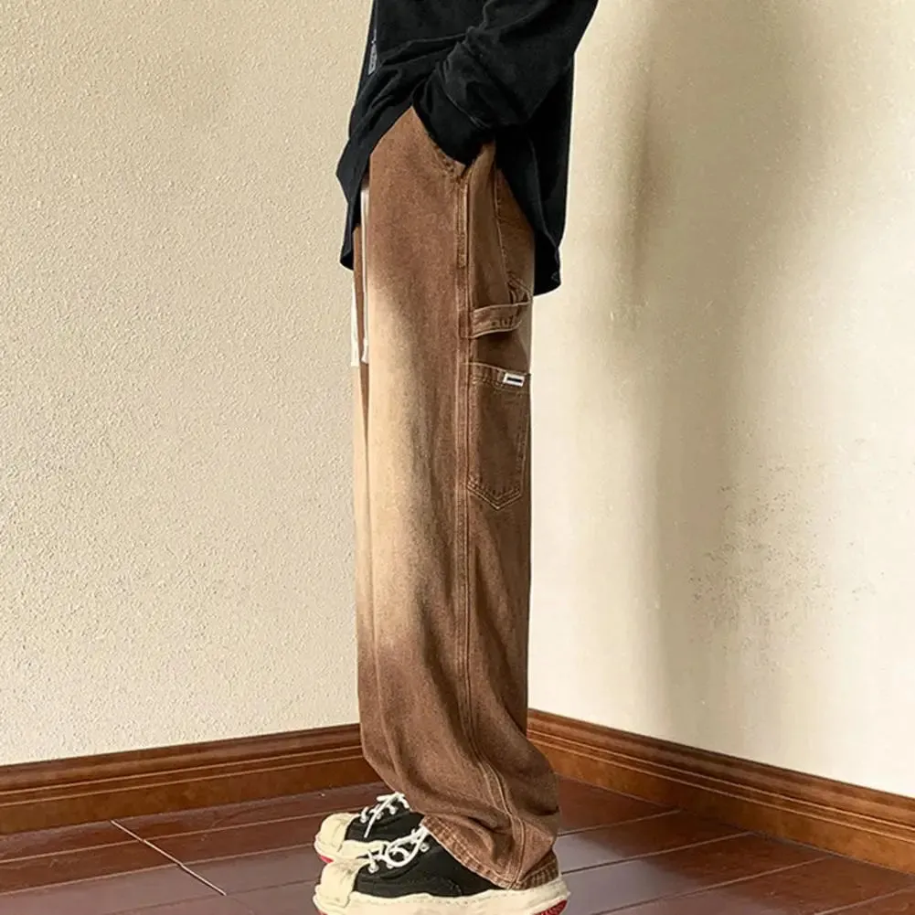 UrbanCargo Herren Sommer Cargo Denim Hosen mit Drawstring-Bund