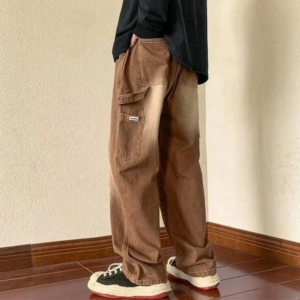 UrbanCargo Herren Sommer Cargo Denim Hosen mit Drawstring-Bund