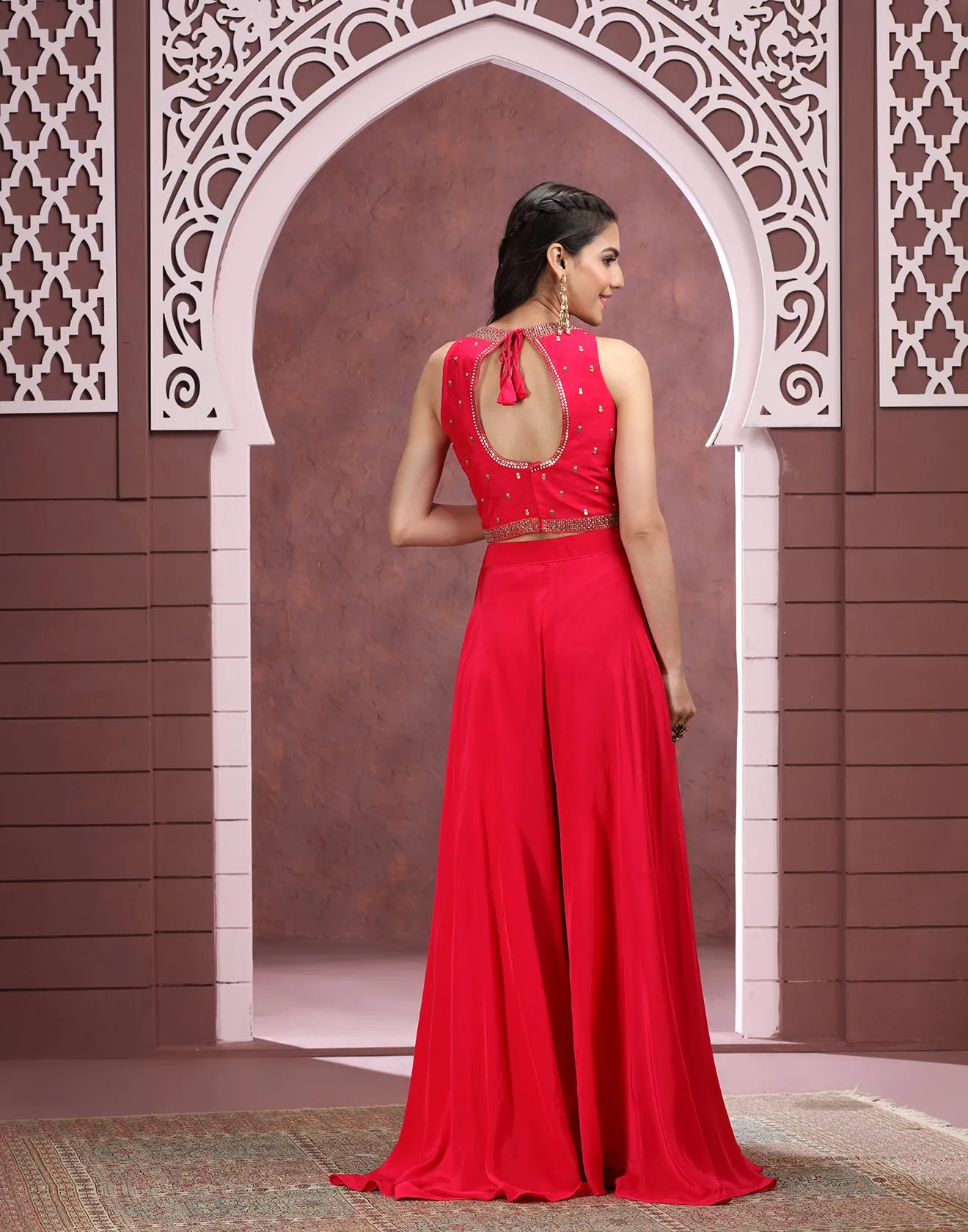 Vibrant Rani Pink Indo-Western Suit Set