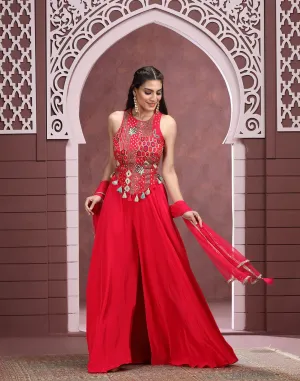 Vibrant Rani Pink Indo-Western Suit Set