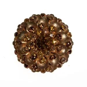 Vintage 1960s Champange and Amber Rhinestone Sparkling Bejeweled Rhinestone Brooch