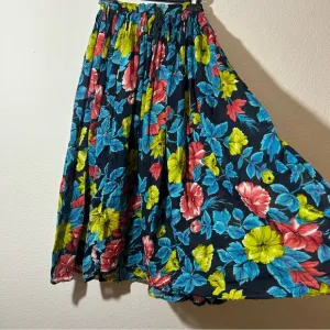 Vintage 80s Floral Cotton Skirt
