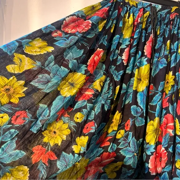 Vintage 80s Floral Cotton Skirt