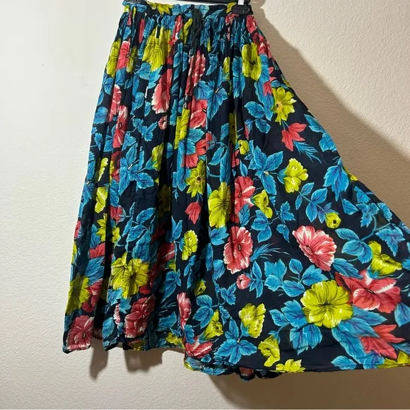 Vintage 80s Floral Cotton Skirt
