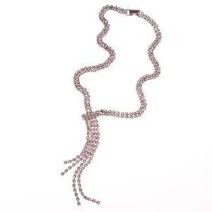 Vintage Art Deco Style Rhinestone "Y" Style Tassel Necklace