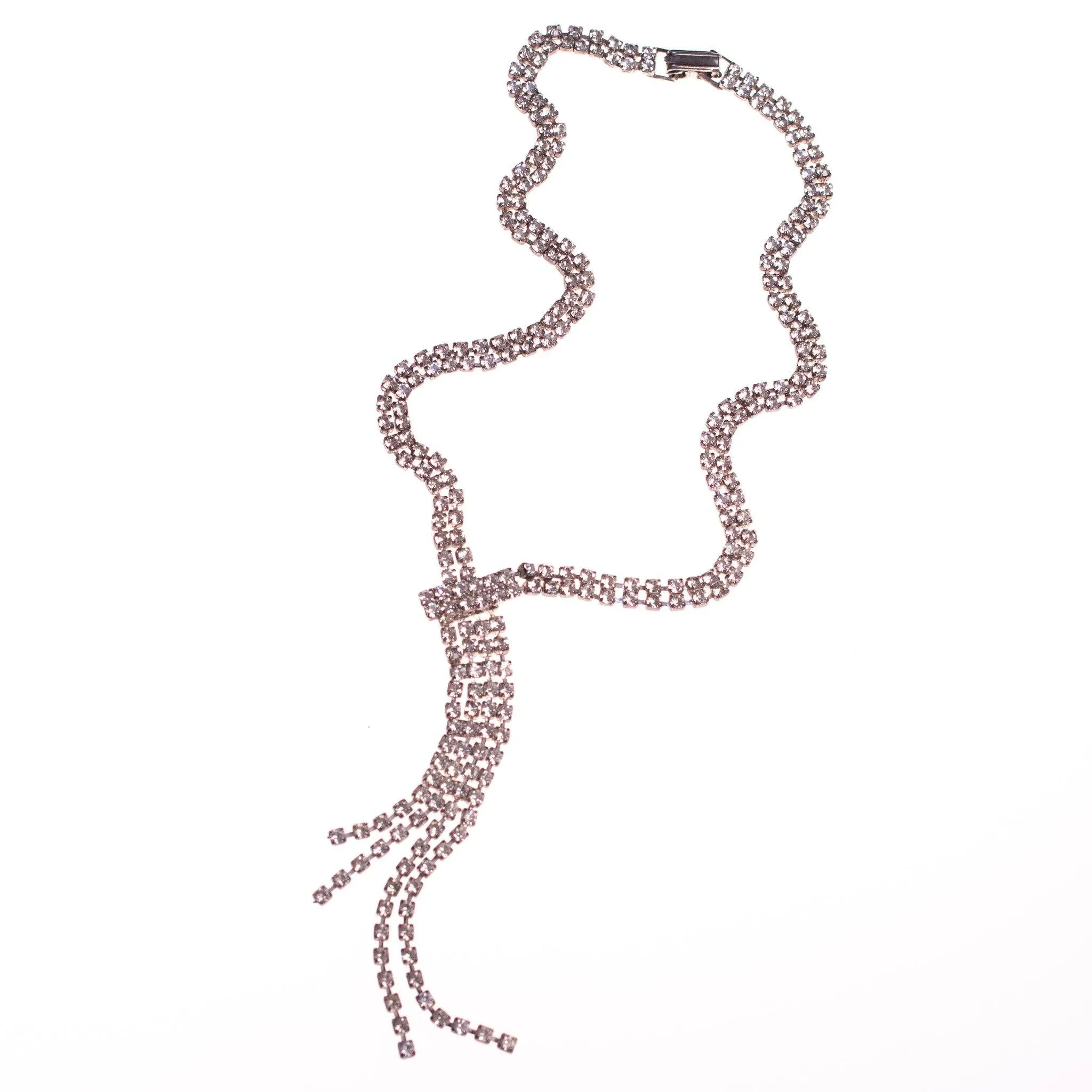Vintage Art Deco Style Rhinestone "Y" Style Tassel Necklace