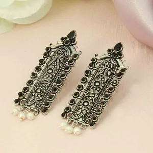 Vintage Black Crystal Ethnic Earrings