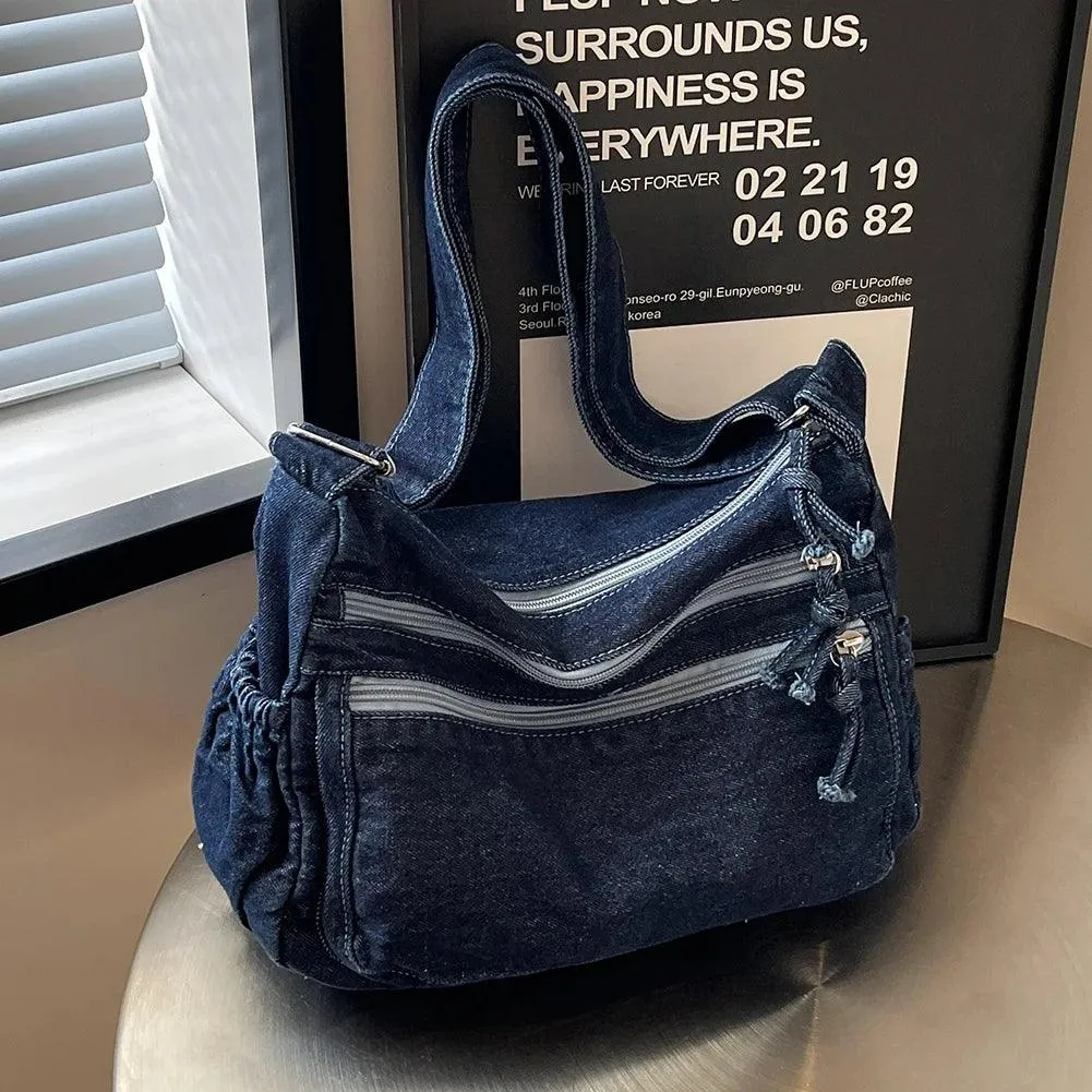 Vintage Casual Satchel Bag | Large Capacity Denim
