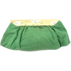 Vintage Green Linen Clutch Purse Hand Painted Wood Frame 1940s