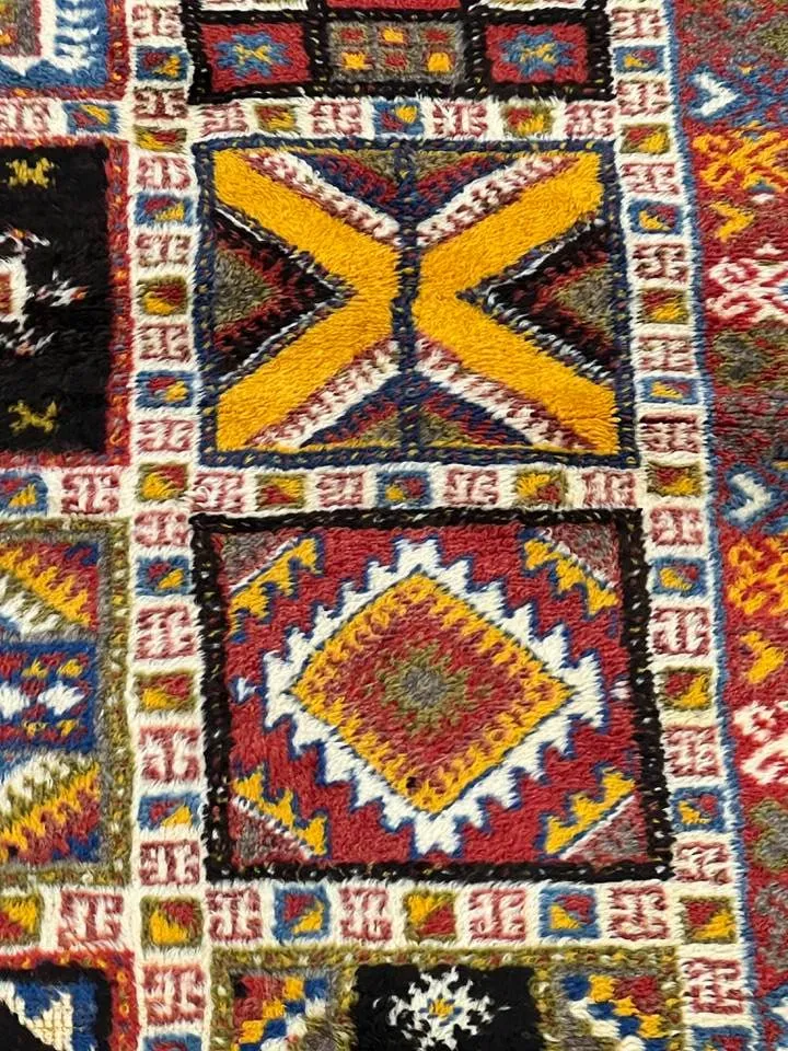 Vintage Moroccan custom rug from Ait Ougharda, Wool and Thread, 270cm x 154cm or 8.85ft x 5.05ft