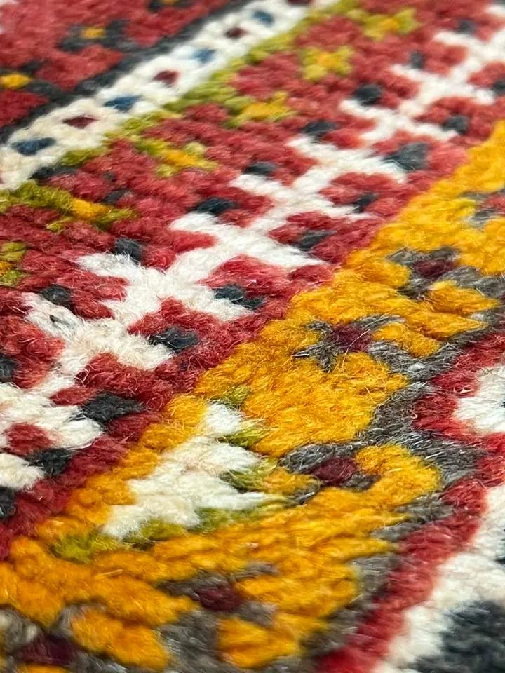 Vintage Moroccan custom rug from Ait Ougharda, Wool and Thread, 275cm x 143cm or 9.02ft x 4.69ft