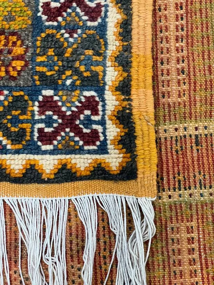Vintage Moroccan custom rug from Ait Ougharda, Wool and Thread, 275cm x 143cm or 9.02ft x 4.69ft