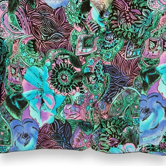 Vintage Paisley Floral Cardigan Blue Purple Pink Whimsigoth Fairy Boho Sz Xs