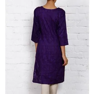 Violet Cotton Jacquard Kurti