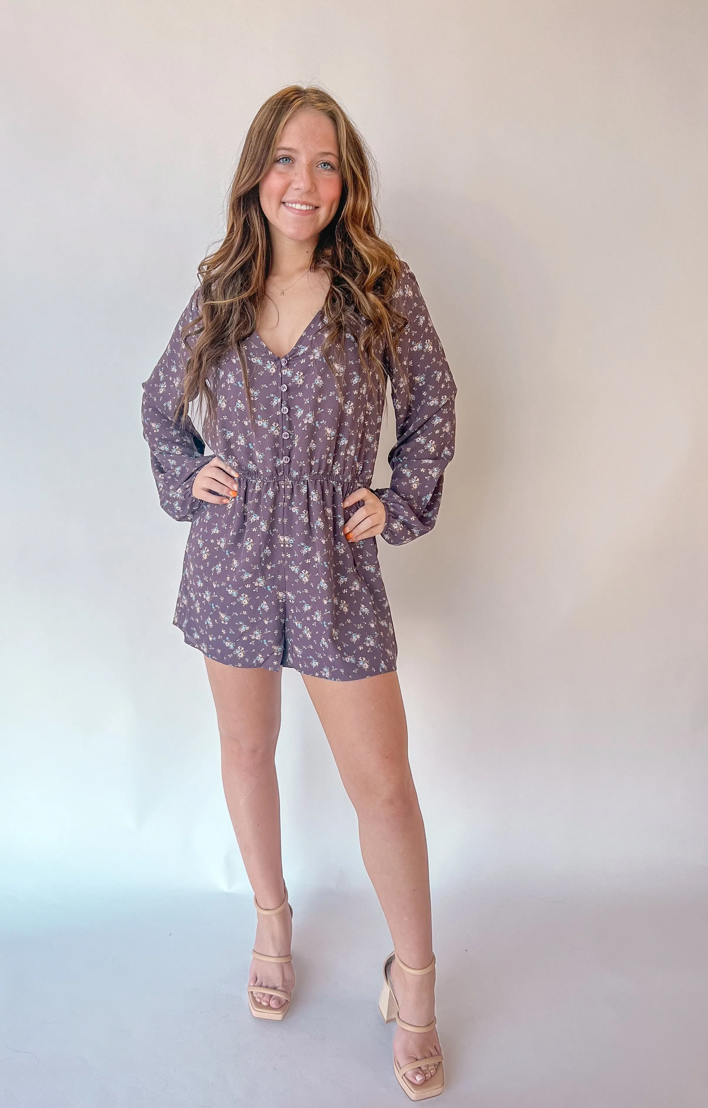 Violet Ditsy Floral Romper