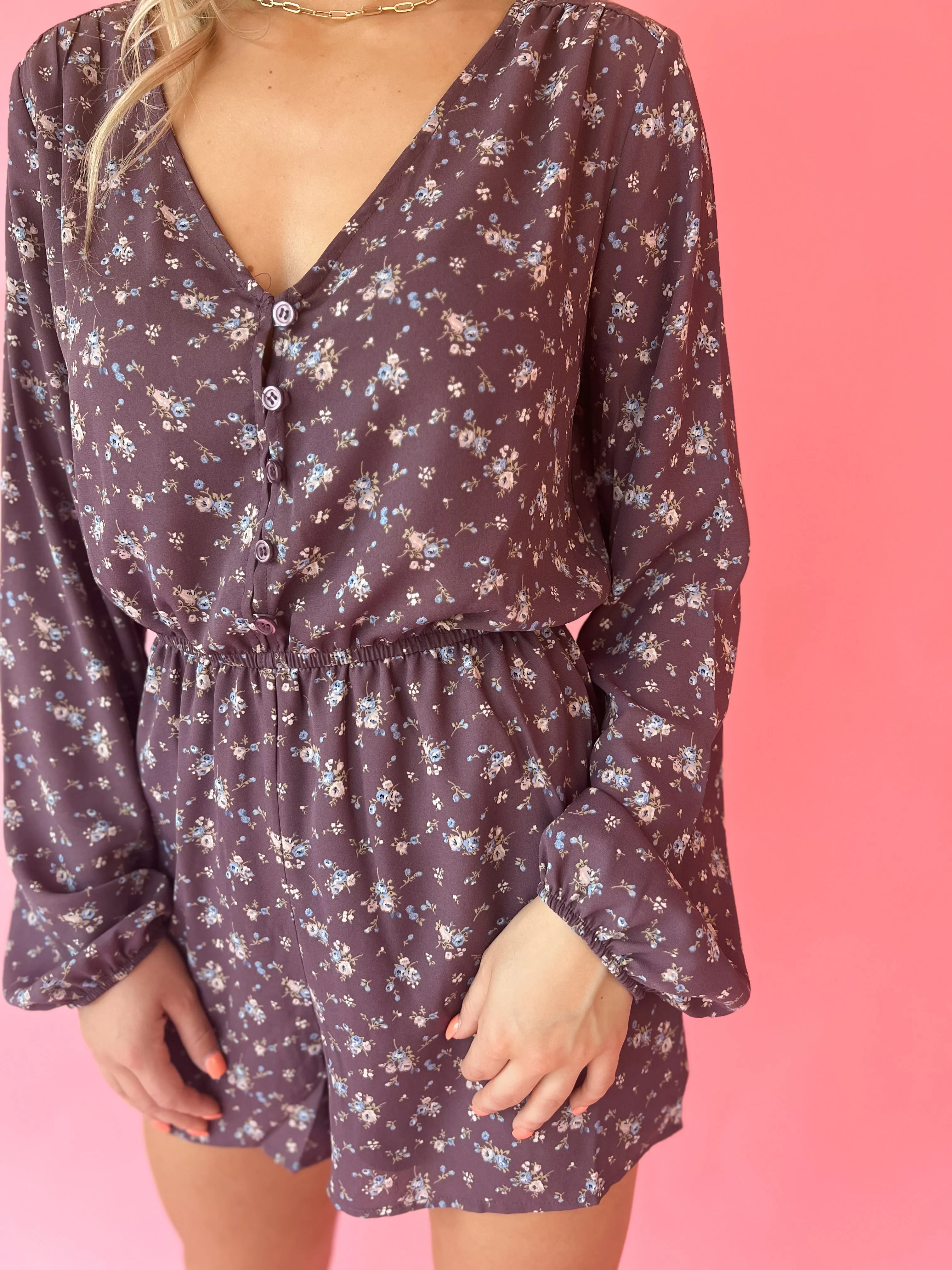 Violet Ditsy Floral Romper