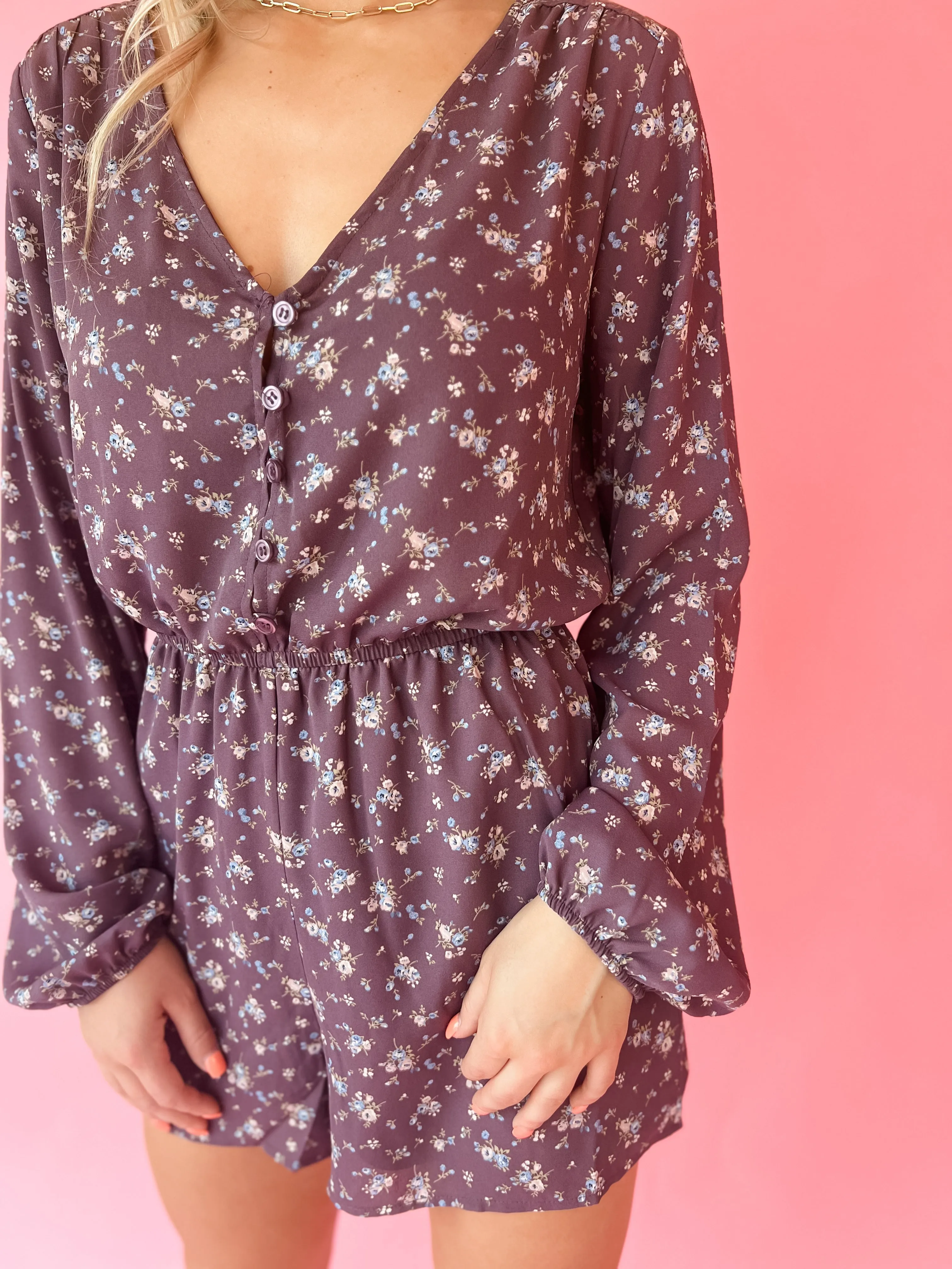 Violet Ditsy Floral Romper