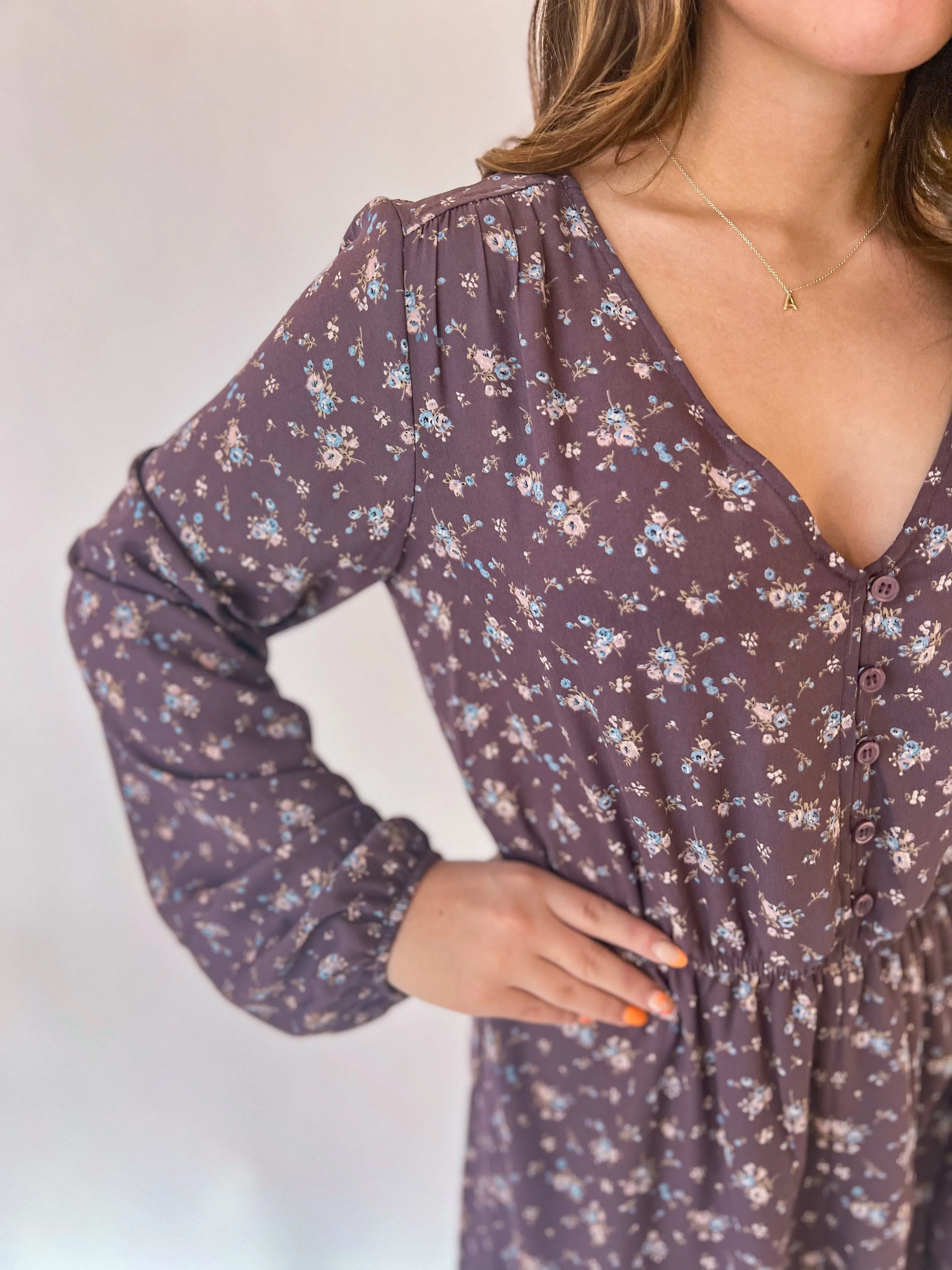 Violet Ditsy Floral Romper