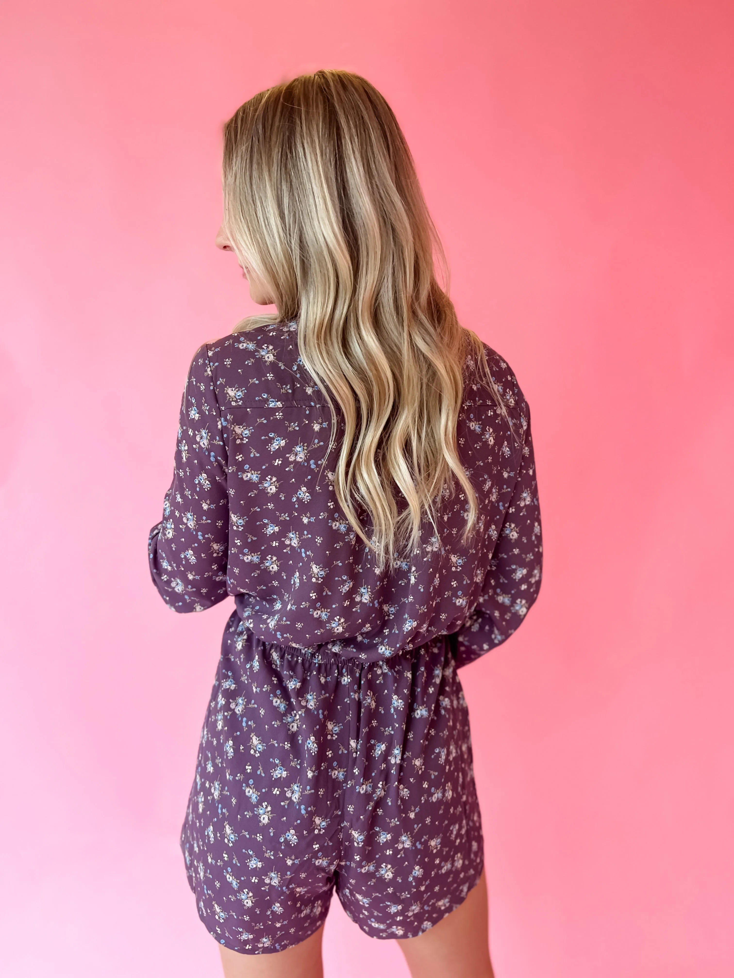 Violet Ditsy Floral Romper