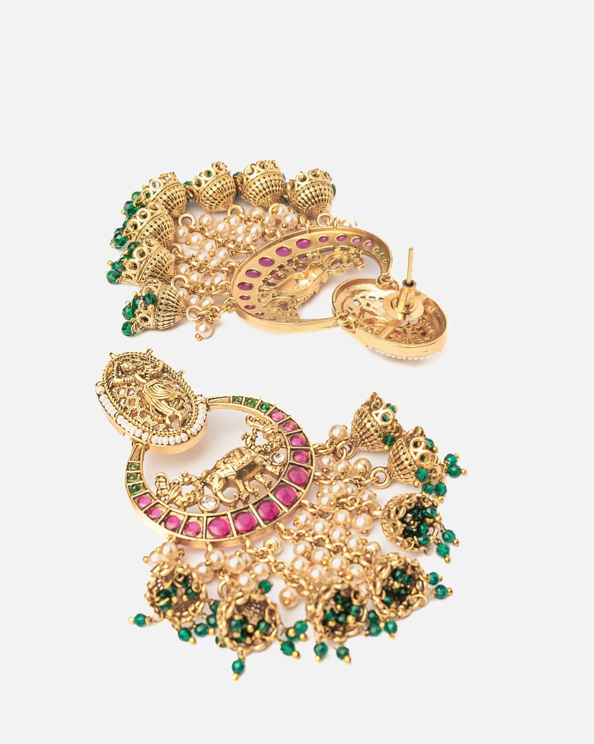 vivinia BY VIDHI MEHRA ISMAARH 2.0 Gold/Green Womens Pair of Chandbali Earrings