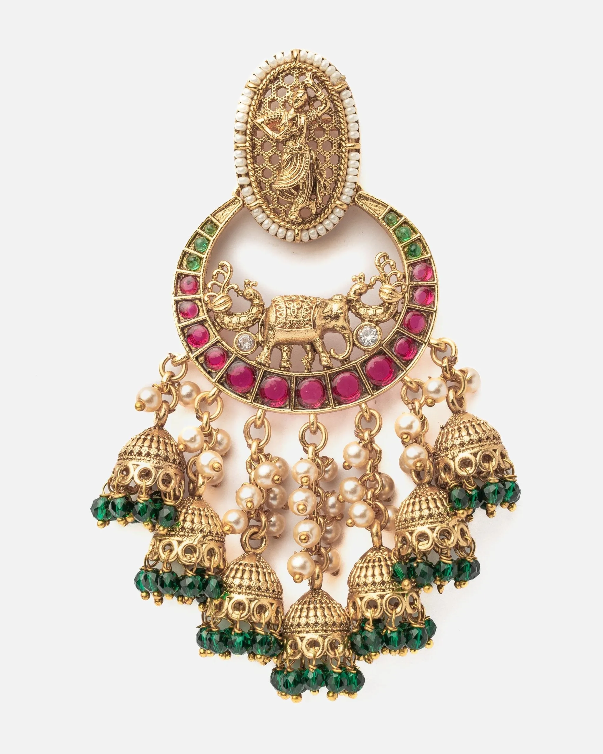 vivinia BY VIDHI MEHRA ISMAARH 2.0 Gold/Green Womens Pair of Chandbali Earrings