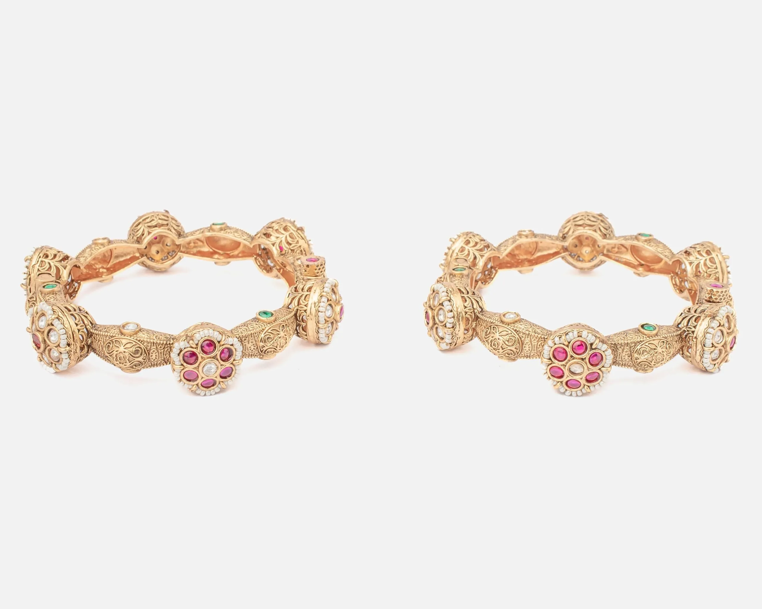 vivinia BY VIDHI MEHRA Ismarrah 2.0 Gold Plated Synthetic Stone Bangles ( Set of 2 )