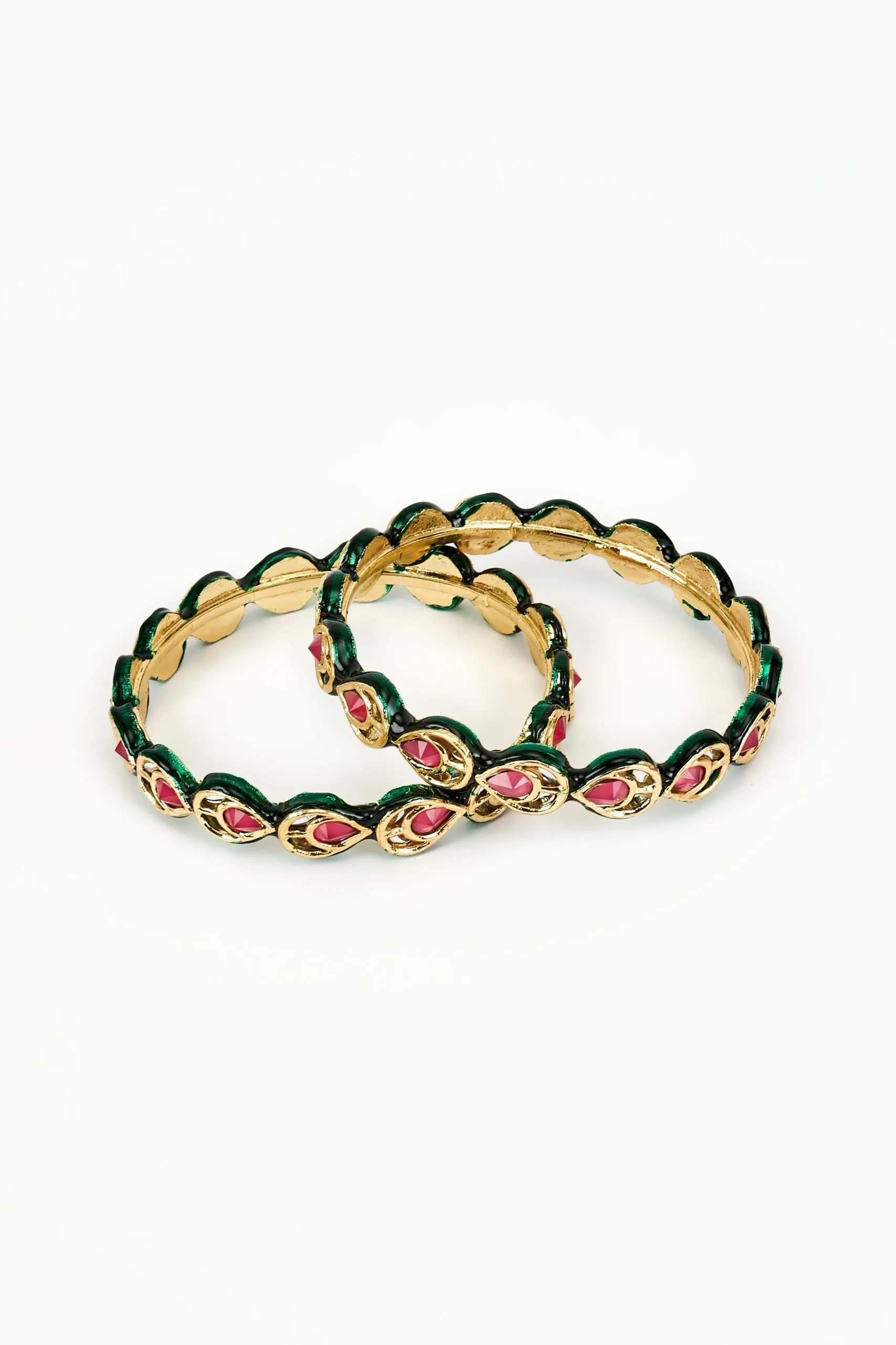 vivinia BY VIDHI MEHRA Saadgi Gold Plated Red Kundan, Polki Womens Pair of bangles (2.4,2.6)