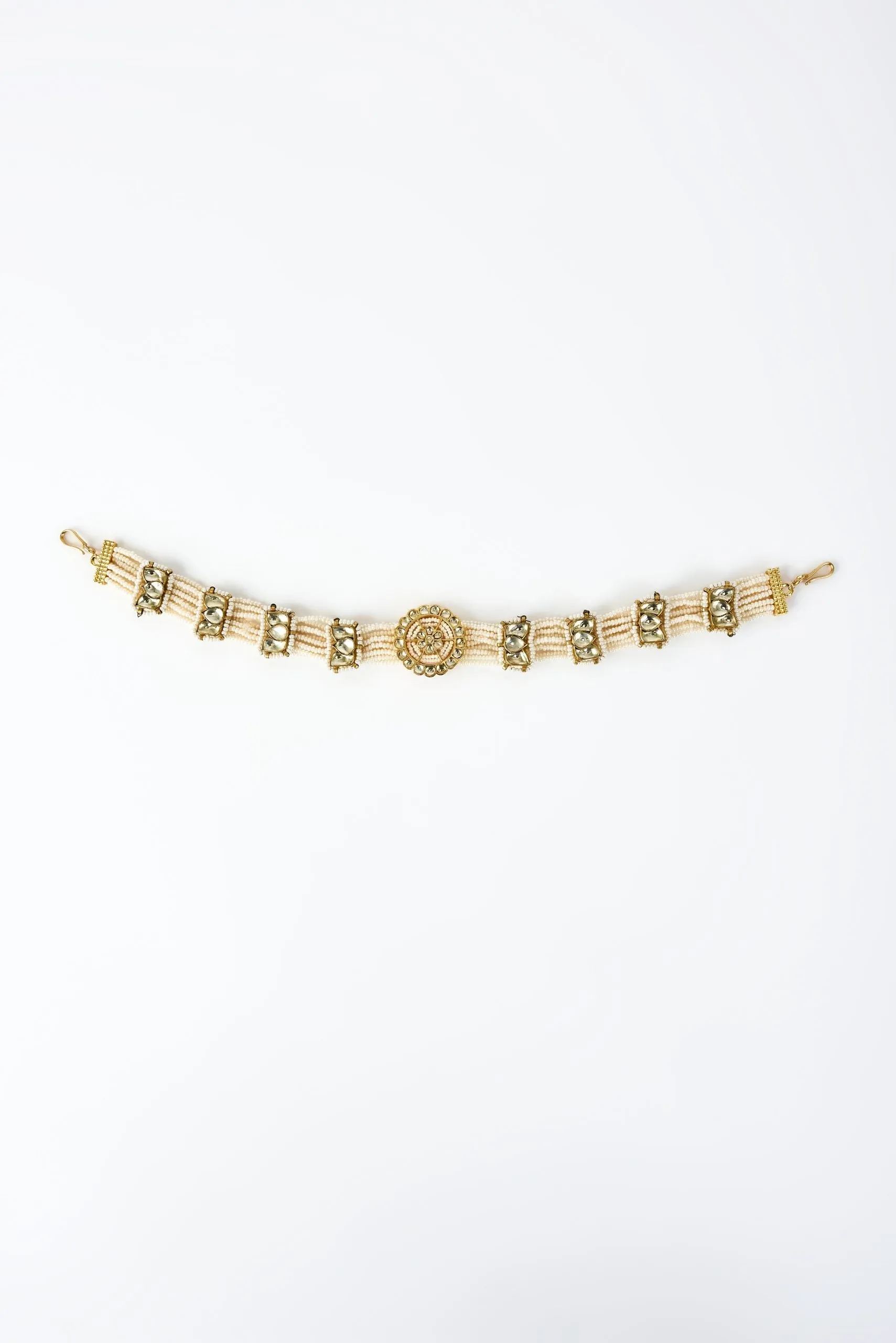vivinia BY VIDHI MEHRA Saadgi Gold Plated White Kundan, Polki Womens Maathapatti (Freesize)