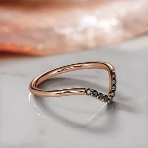 Voidfire Star - Curved Natural Black Diamond Wedding RIng
