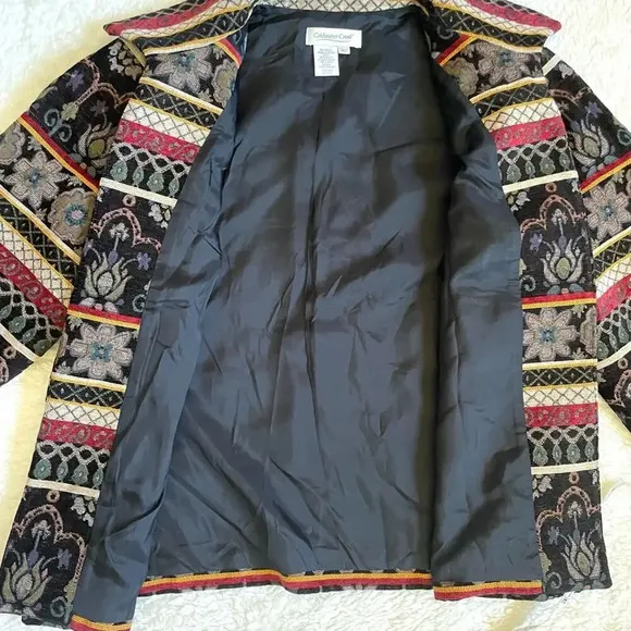 VTG 90s Rainbow Abstract Print Embroidered Paisley Blazer Jacket Size PL