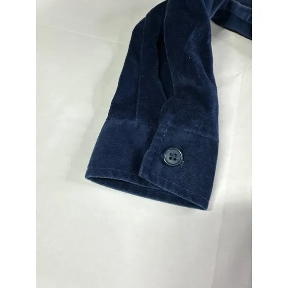 Vtg QVC Quacker Factory Womens Rose Velvet Jacket Sparkle Sz Small Blue