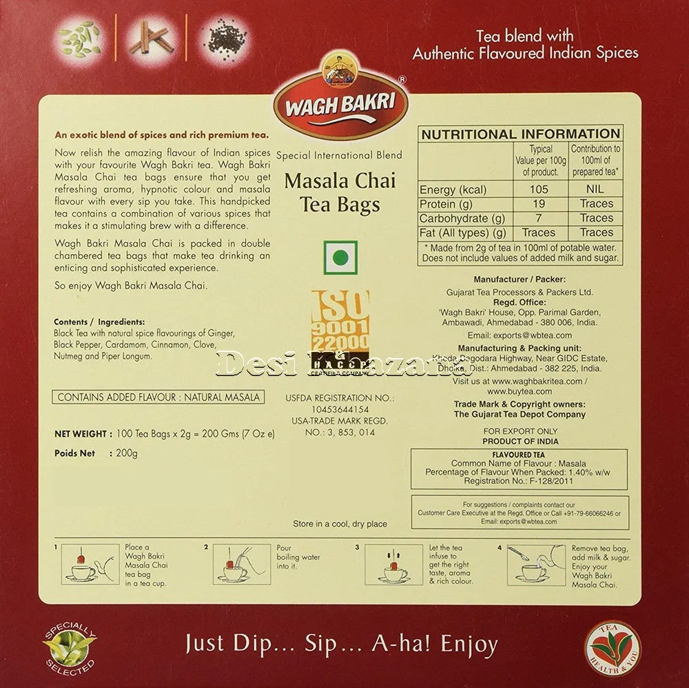 Wagh Bakri Masala Tea Bags
