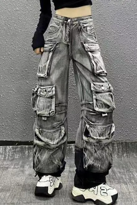 Washed Gradient Paratrooper Jeans