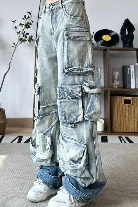 Washed Gradient Paratrooper Jeans