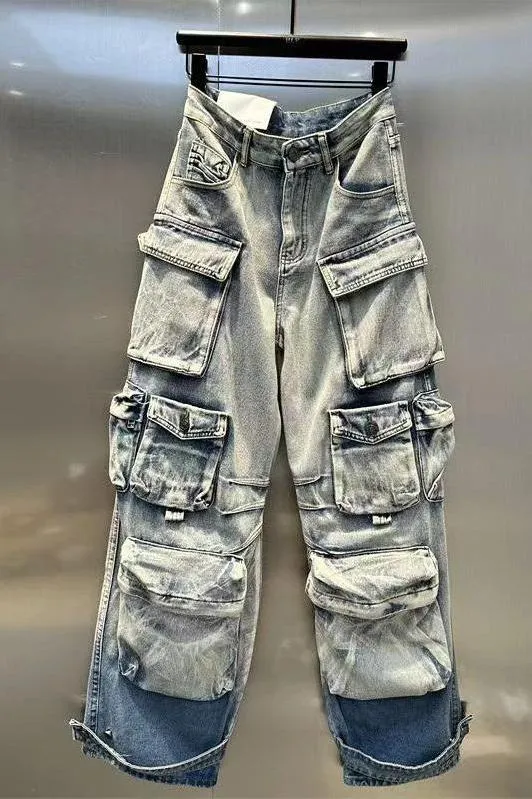 Washed Gradient Paratrooper Jeans