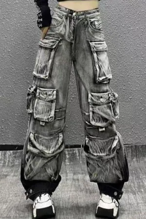 Washed Gradient Paratrooper Jeans