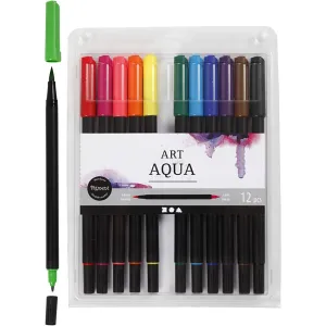 Watercolor Marker Double-Ended | Line 2 4 8mm Standard Colours 12pc | Greeting Cards Gift Tags