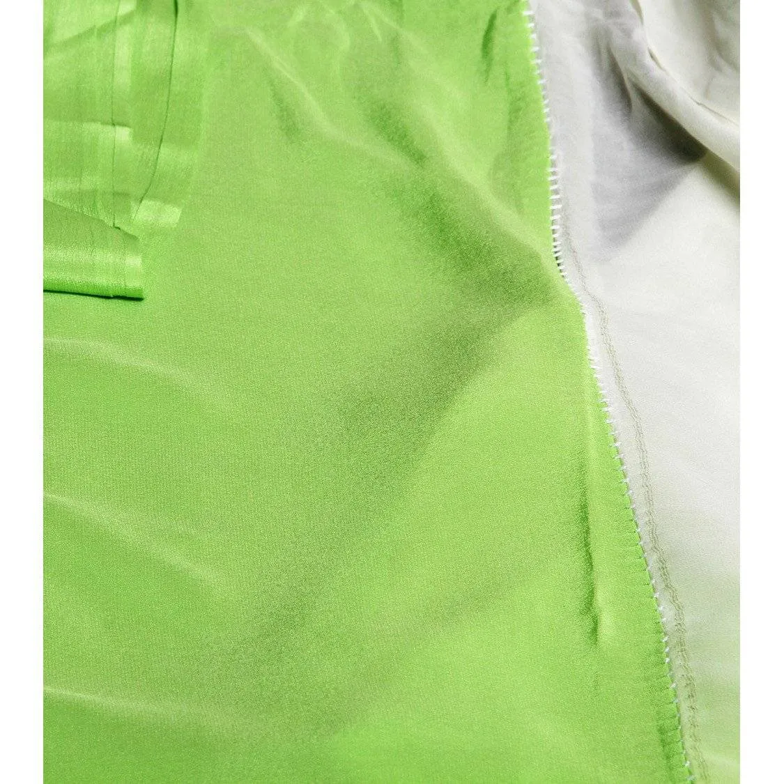 White & Lime Georgette Saree with Zari Border (100000043773)