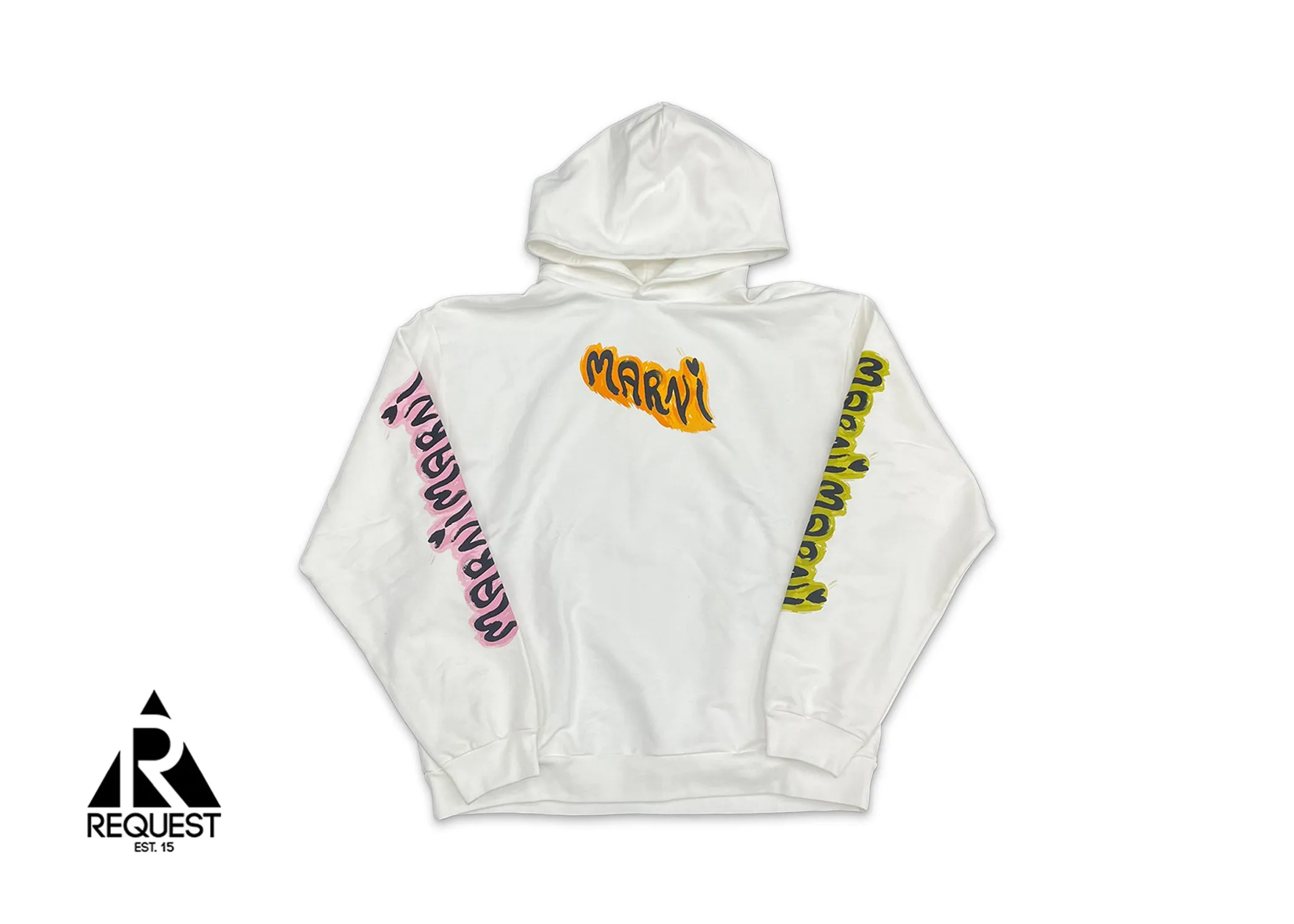 White Bio Cotton Hoodie Graffiti Prints "Natural White"